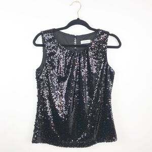Calvin Klein black‎ sequin sleeveless blouse